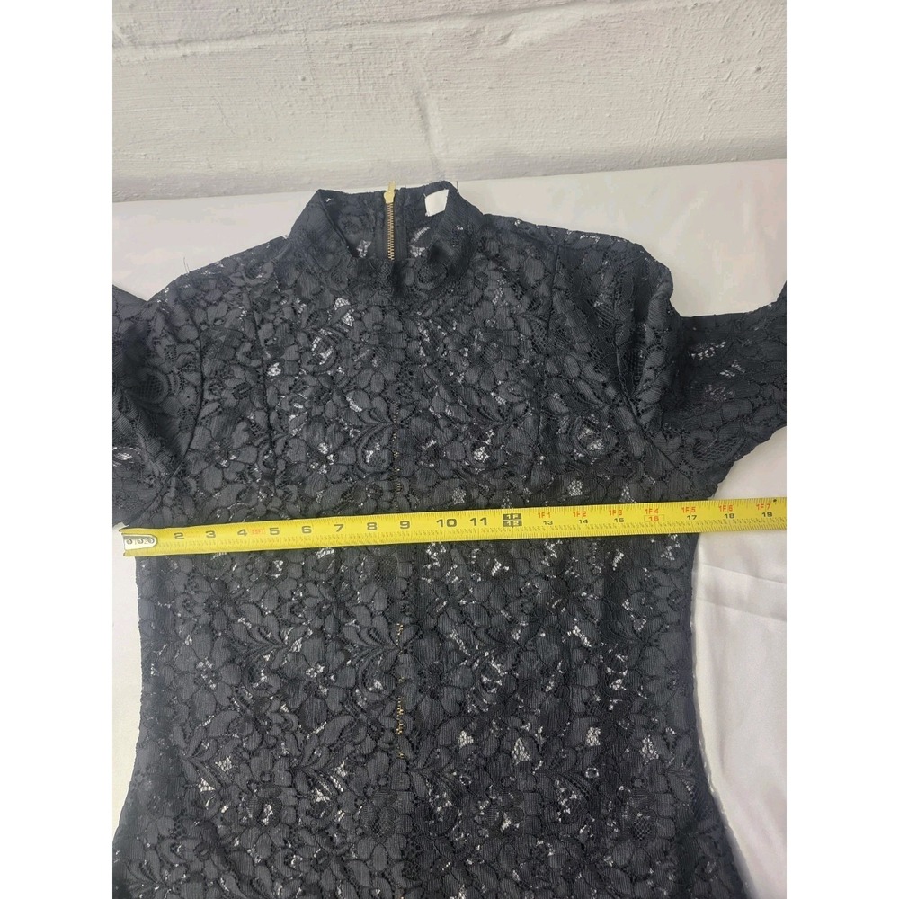 Justfab Black Lace Long Sleeve Top Blouse Women's Size S Elegant Back Full Zip - Picture 4 of 6